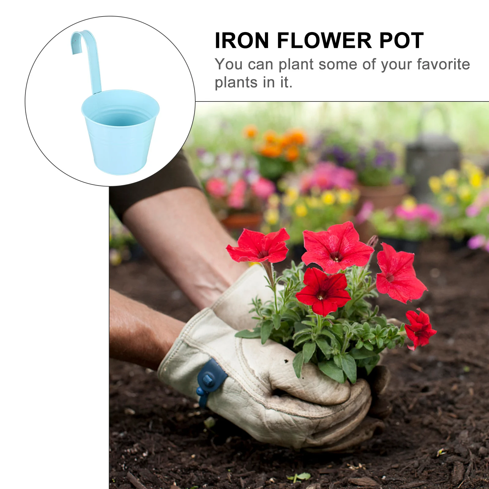 

5Pcs Hanging Planter Pot Durable Metal Iron Anti-Corrosive for Balcony Window Fence Indoor Outdoor Decor Iron Hanging Flower Pot