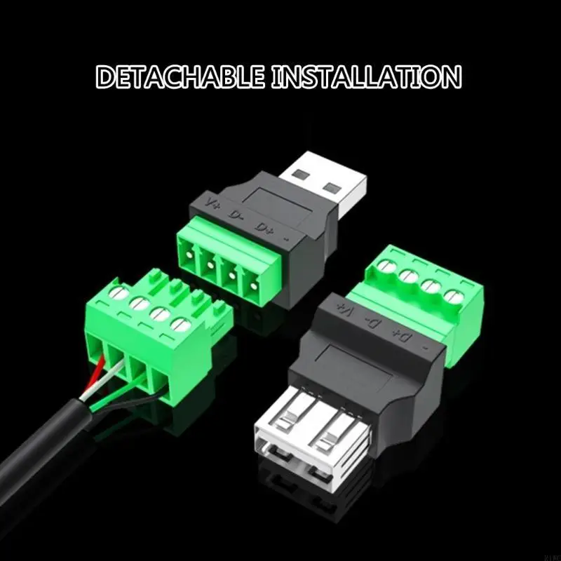 Removable USB 2.0 Solderless Connector USB Turn 4 Pin Terminal For Solderless Cable Management 