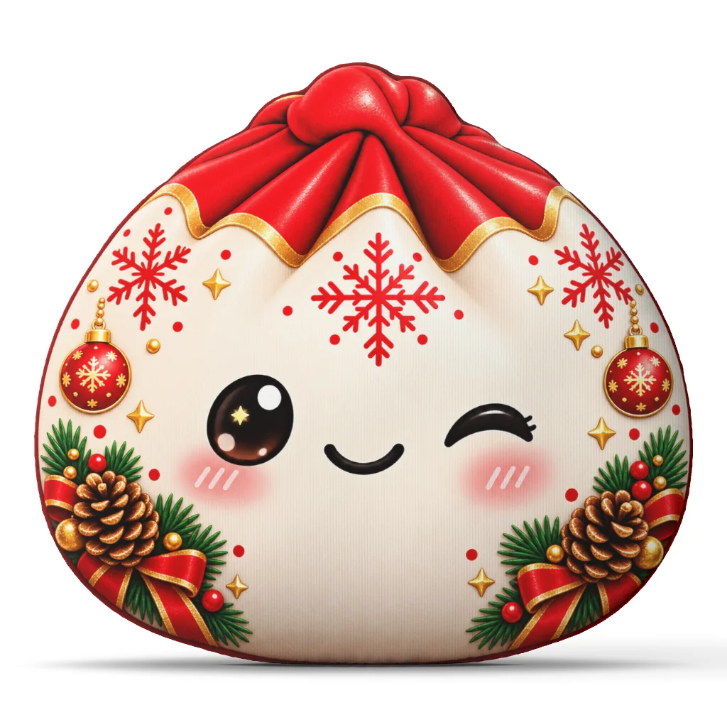 Christmas Dumpling Shaped Pillow Cute Snowflake Cushion Stuffed Throw Pillow Holiday Sofa Decoration Gift for Winter Home