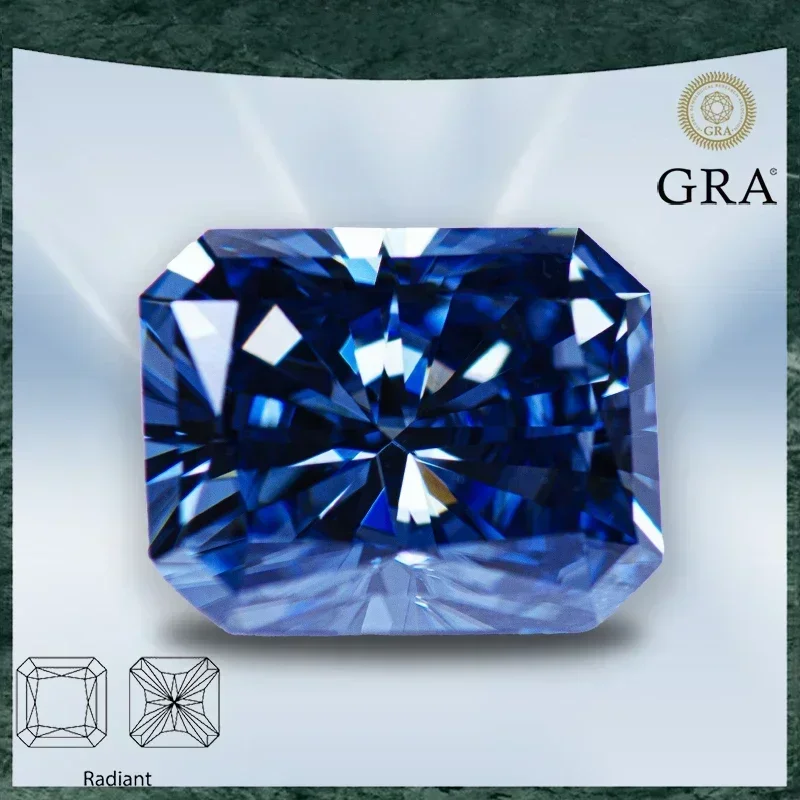 

Moissanite Natural Colour Radiant Cut Royal Blue VVS1 with GRA Certificate for Gemstone Charms Beads Jewelry Making Materials