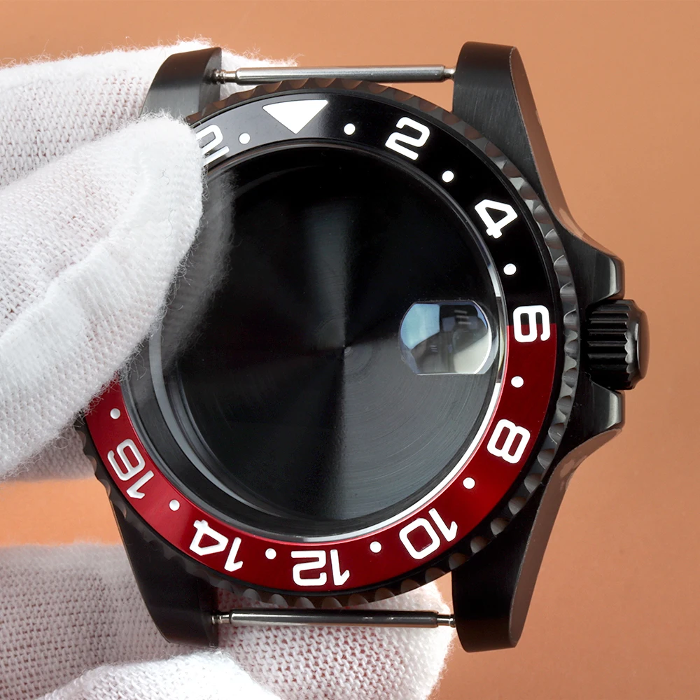 PVD Black NH35 40mm Men's Watch Case Sapphire glass For SUB GMT Yacht-Master Seiko NH35 NH36 NH38 NH34 Movement 28.5mm Dial