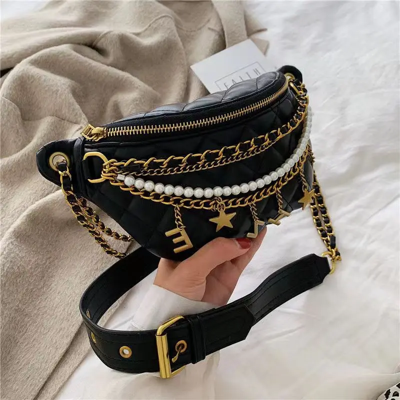 Korean Fashion Waist Bag Women Waist Packs Black Trend Half-moon Cross Body Bag Large Capacity Fanny Pack for Women