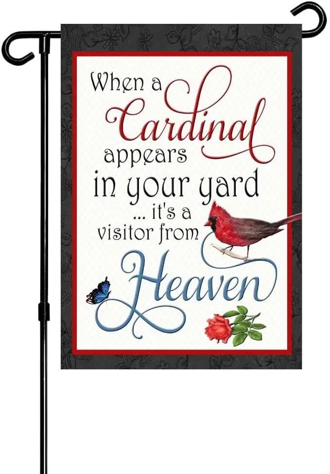 Cardinal in Your Yard Bereavement Double-Sided Garden Flag 12x18 Fall Yard Decor, Outdoor Garden Welcome Flag for Lawn, Patio Si