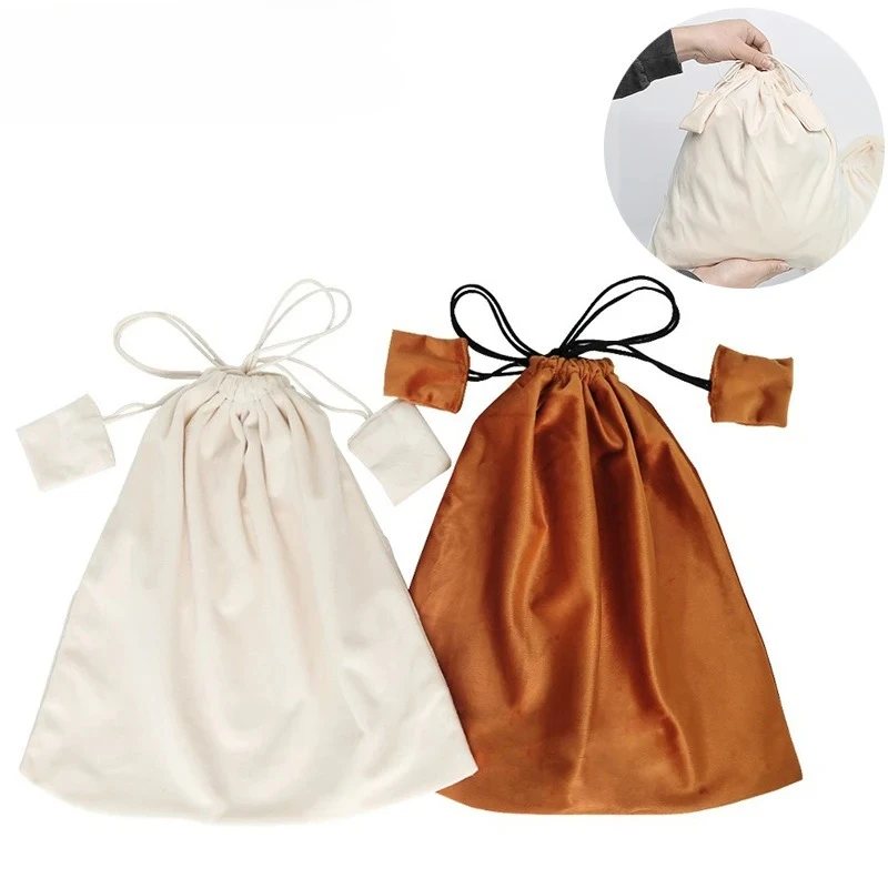 Portable Colorful Suede Travel Drawstring Bag Soft Cloth Storage Bag Luxury Handbag Dust Proof Storage Pouch