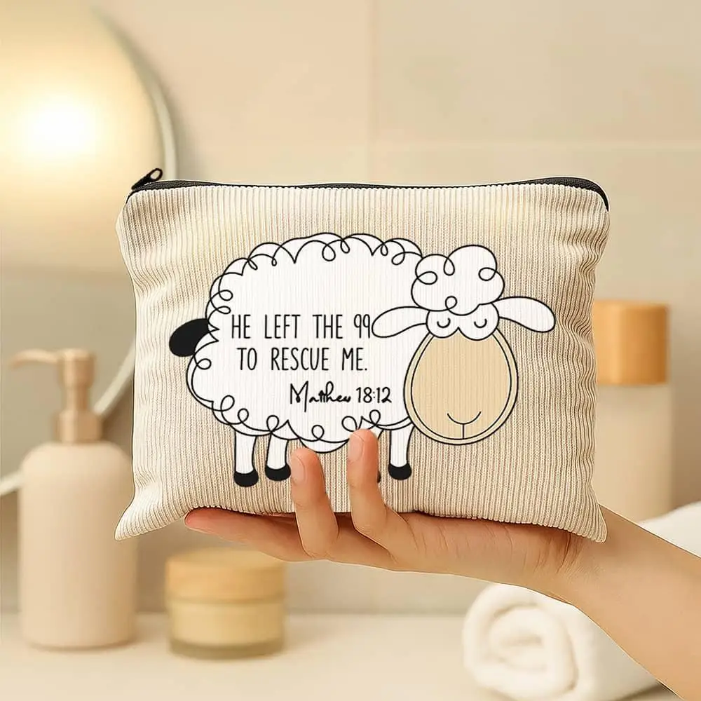 1 Piece Sheep and Wool Ball Makeup Bag - Multifunctional Zipper Pouch for Women, Perfect Travel Zipper Storage Bag, Fun Birthday Gift