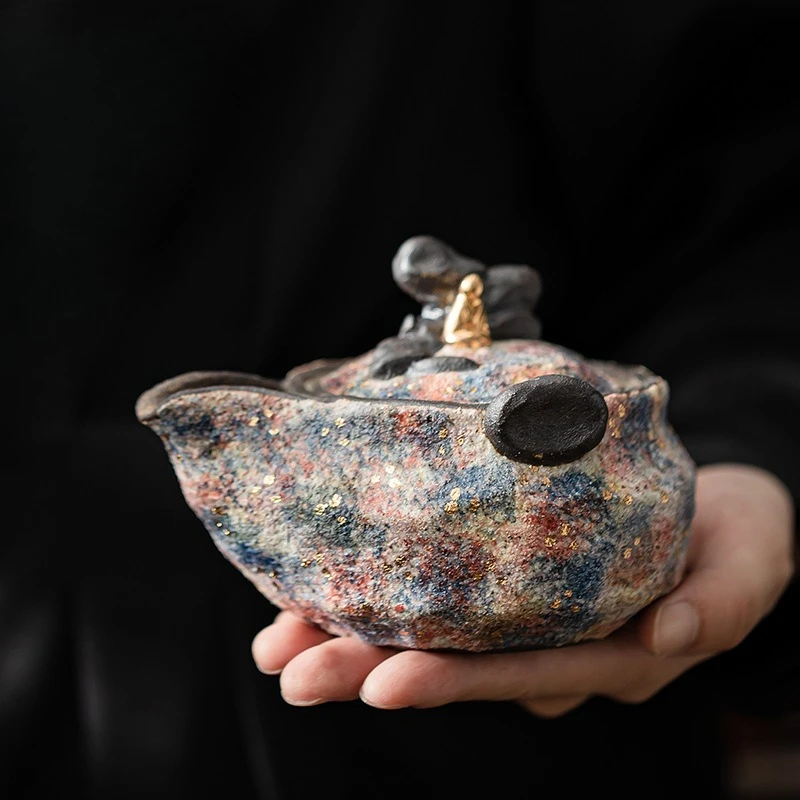 

Hand-held pot retro coarse pottery teapot household kung fu tea set tea maker treasure bottle ceramic single pot to make tea