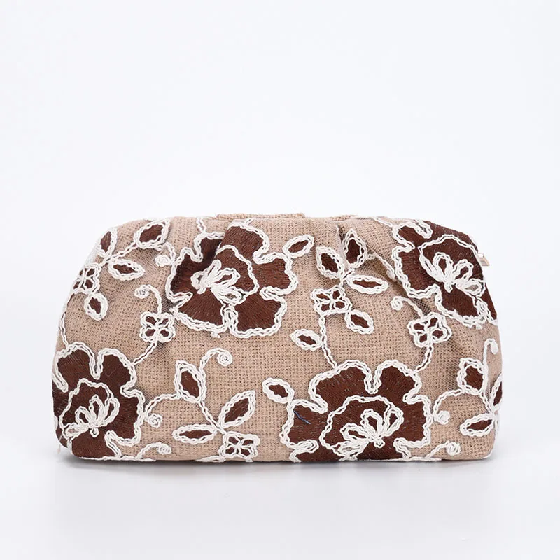 New Ink‑Wash Style Tulle Mesh Embroidery Sequin Evening Clutch Bag Heavy‑Crafted Luxury Ruched Pouch Women Handbag For Wedding