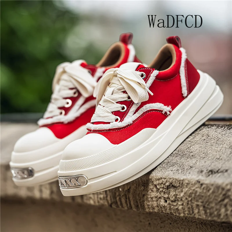 

Sneakers Casual Plus Size 45 Mens Original Designer Big-head Board Shoes Fashion Leather Fabric Height Increased Platform Shoes