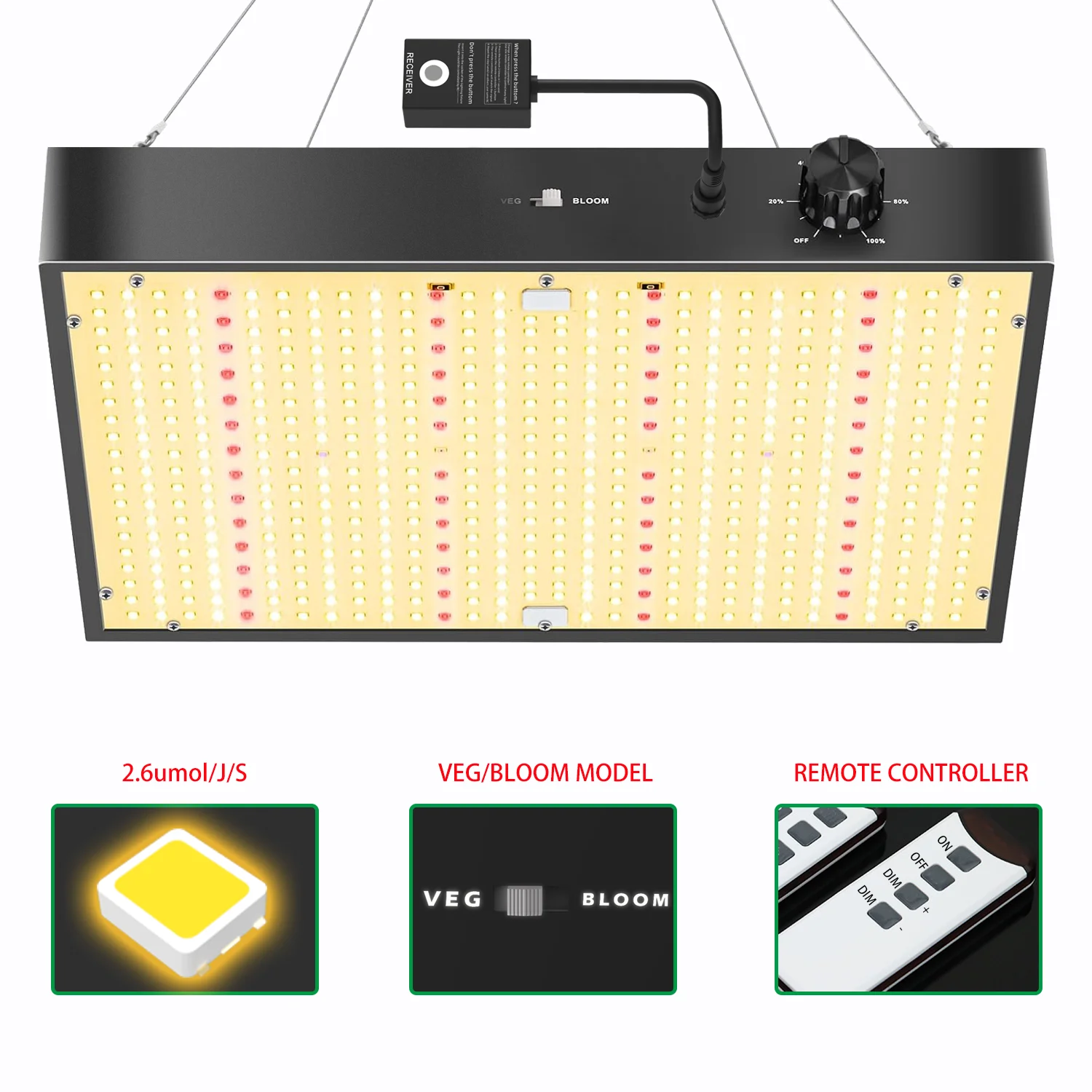 Remote control 200W 300W LED Grow Light with Full Spectrum LED Plants Lamp for Indoor Greenhouse Grow Box