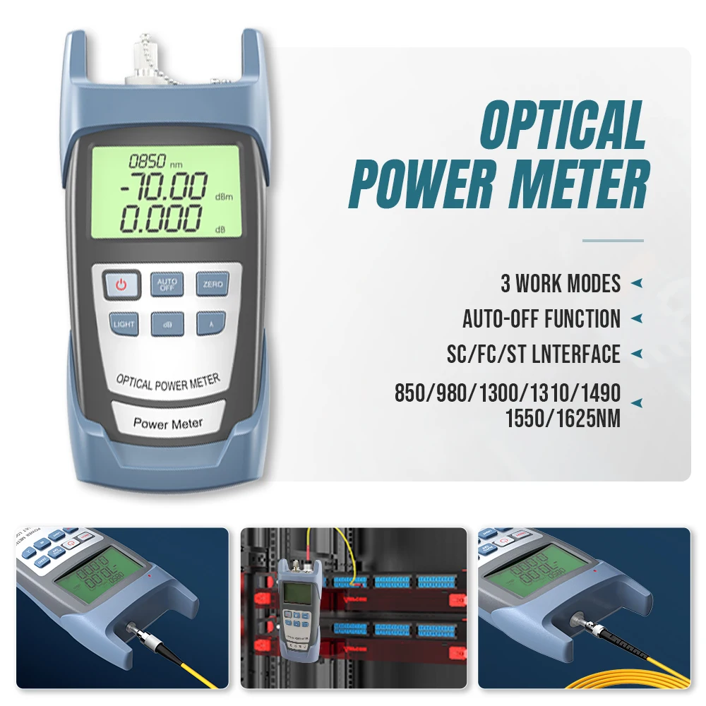 AMPCOM FTTH Fiber Optic Tool Kit with Fiber Cleaver FC-6S Visual Fault Locator Optical Power Meter Fiber Stripping Tool