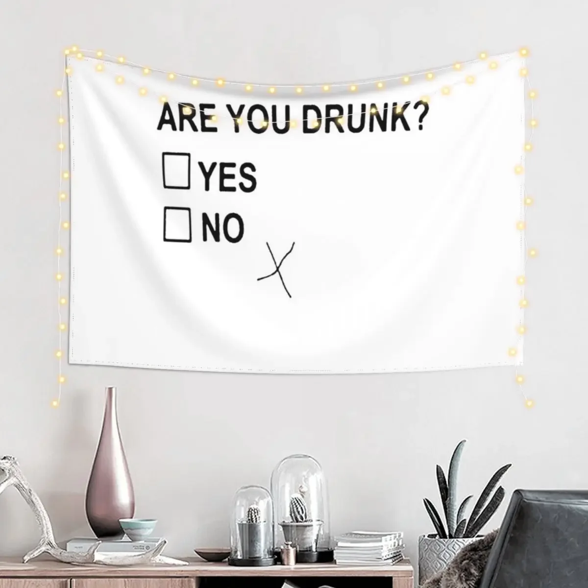 Are You Drunk Yes No Checkbox Party Fun Tapestry Wall Mural Cute Room Decor Decoration Wall Tapestry