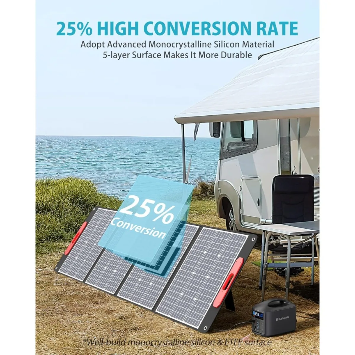 شاحن شمسي خفيف الوزن للغاية بقدرة 300 وات - لوحة قابلة للطي عالية الكفاءة للتخييم