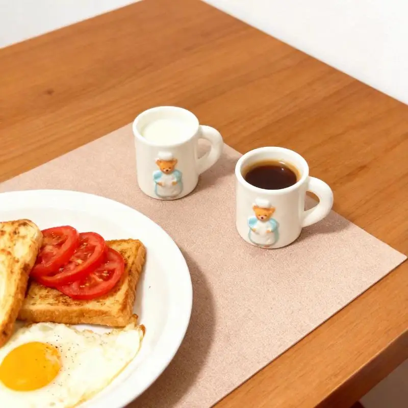 

2Pcs Miniature Dollhouse Bear Mug Water Cups Model Dollhouse Home Scene Decoration Dolls House Accessories Pretend Play Toys