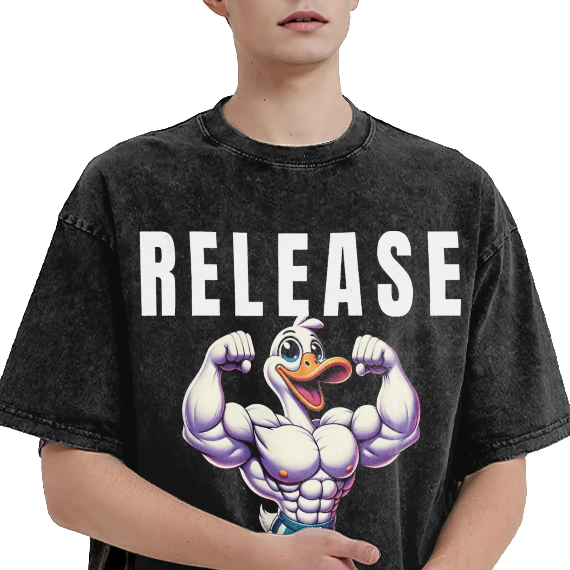 

Bodybuilder Duck Gym Humor Release The Quackin Workout Shirt Washed Style For Men Women Pure Cotton T-Shirts Tee Tops