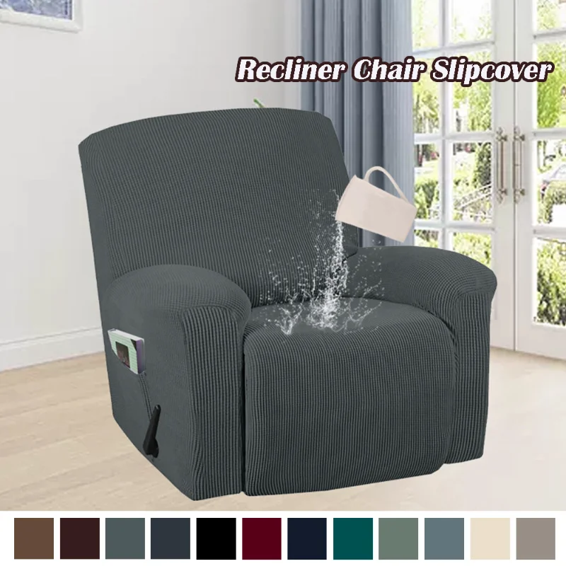 

Splash Proof Stretch Recliner Sofa Cover 4-Parts Spandex Jacquard Furniture Protector Thick Arm Chair Cover Non-slip Slipcover