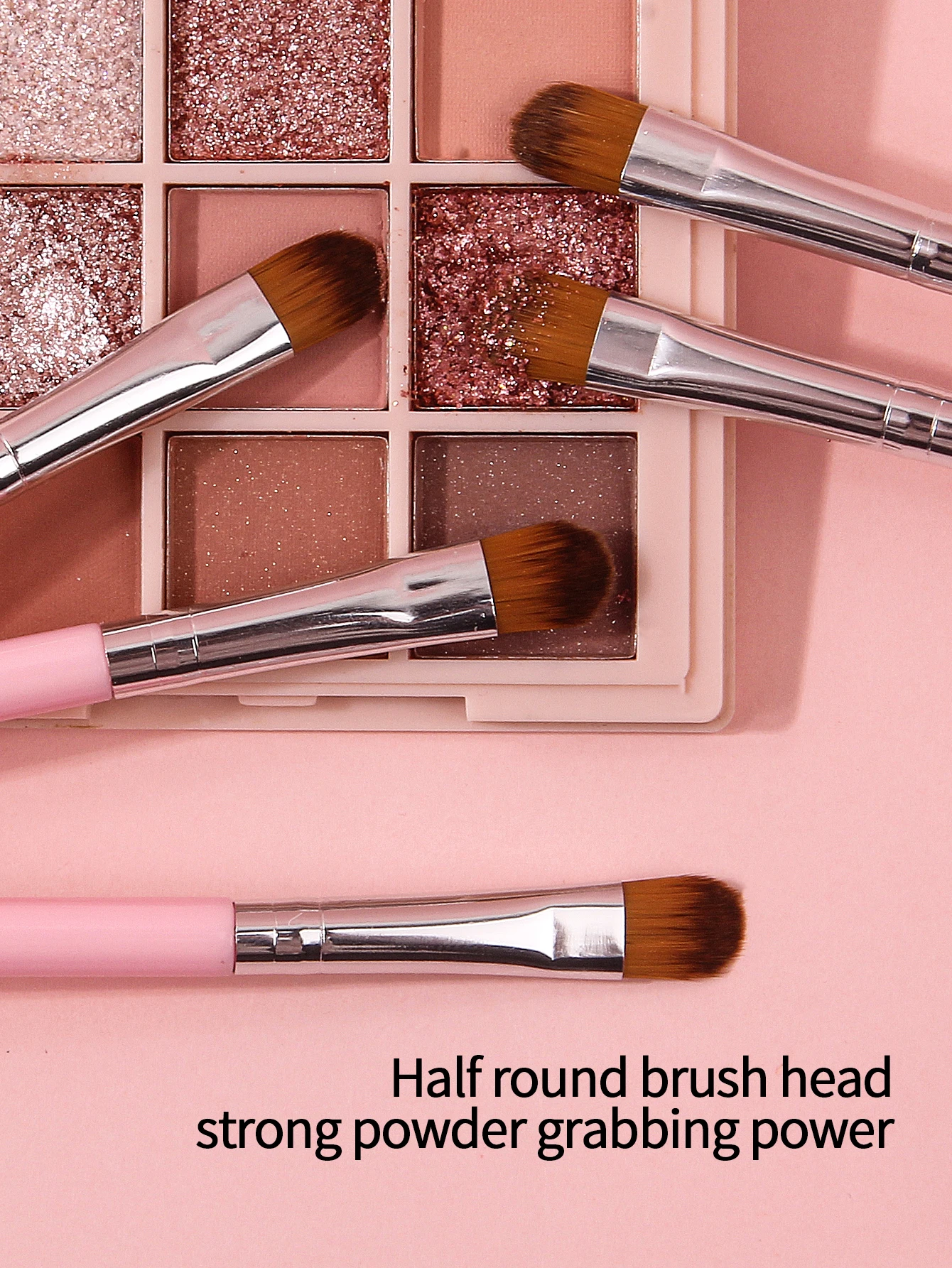 12Pcs Pink Eyeshadow Brushes Flat Round Small Concealer Brushes Professional Eye MakeupTools Soft Synthetic Fibers Easy To Clean