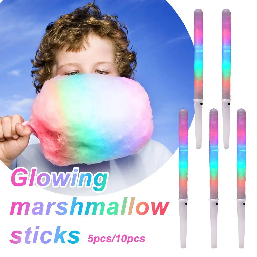 5/10 Pcs Colorful Led Glow Sticks Cotton Candy Cones Props Marshmallows Light Led Sticks Home Glowing Reusable Tubes Party H0o5