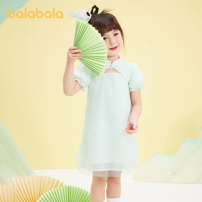 

Balabala Toddler Girl Dress Summer Hanfu Dress Cheongsam Fashion Dress