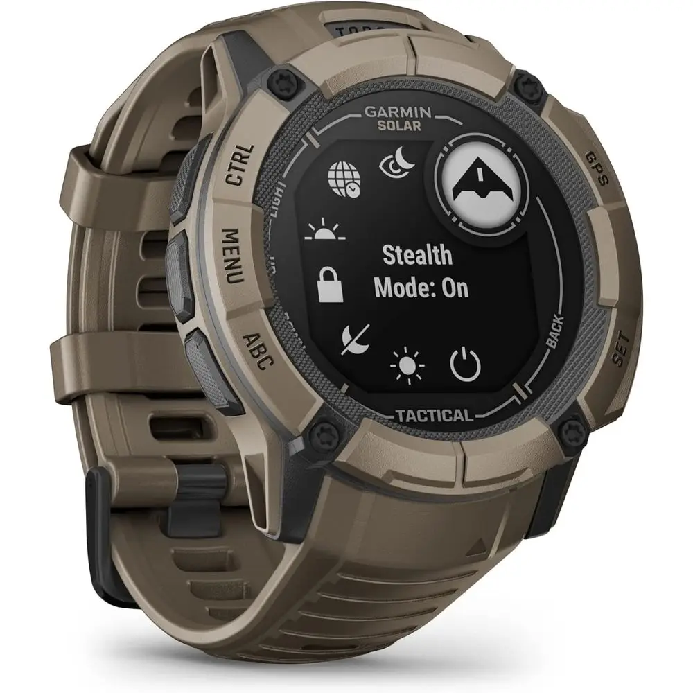 Instinct 2X r - Tactical Edition, Red GPS Smartwatch, Built-in lashlight, Ballistics Calculator, r Charging ability, Coyote Tan view 6