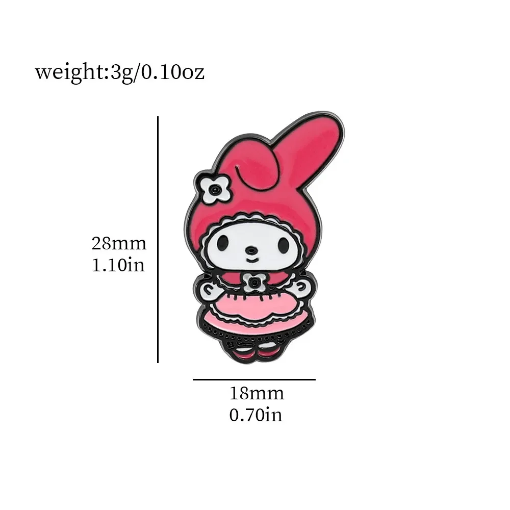 Sanrio Kuromi Brooch Action Anime Figures Melody Cartoon Clothes Ornaments Cute Toys Children Gift Friends Pins for Backpacks