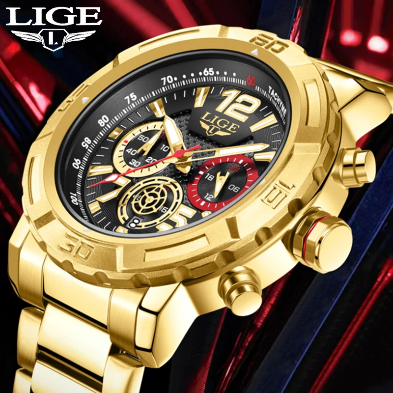 LIGE Military Watches For Men Fashion Waterproof Sports Quartz Men Watch Top Brand Luxury Date Chronograph Relogios Masculino