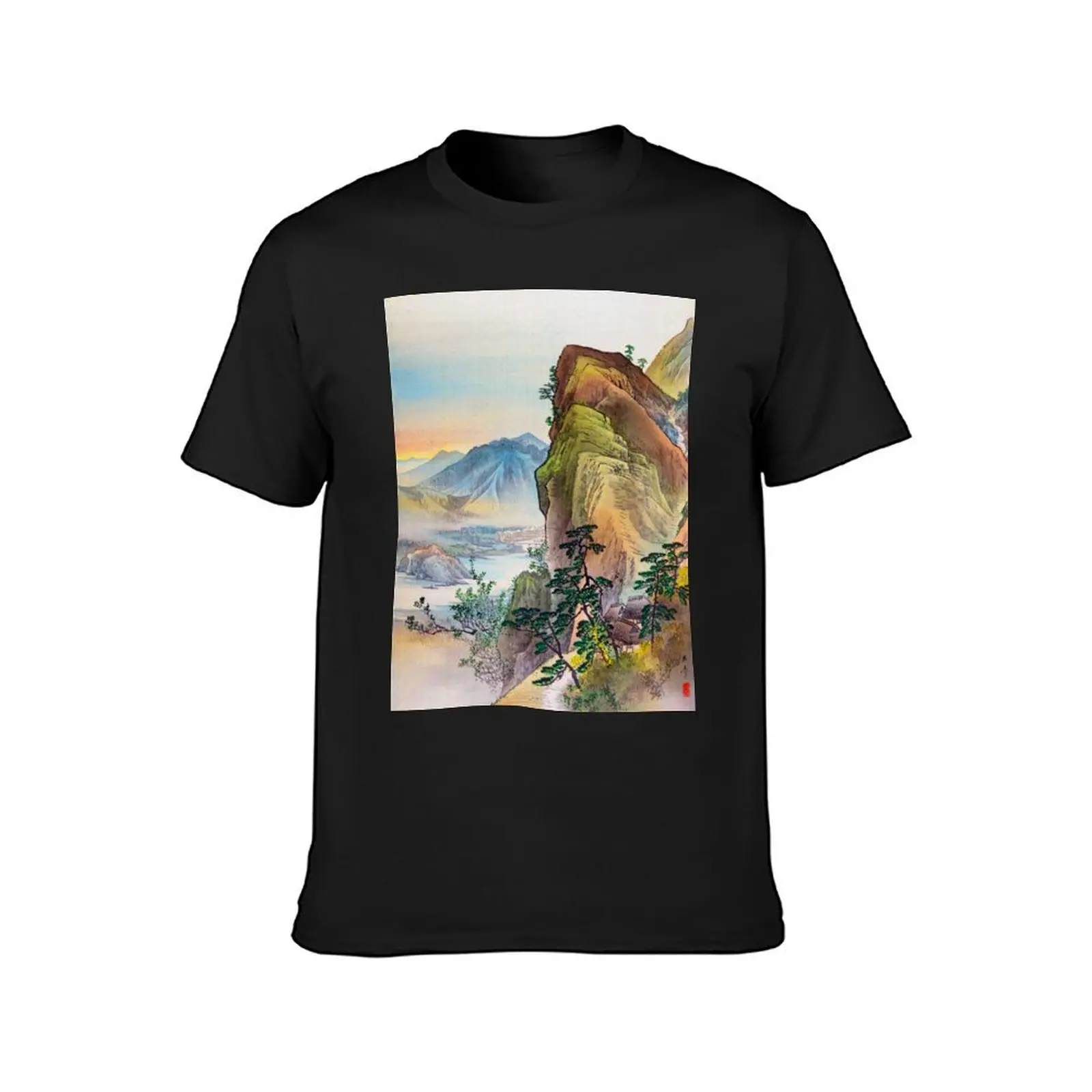 Landscape (Restored Japanese Artwork) T-Shirt kawaii clothes blanks vintage clothes quick drying t shirt for men