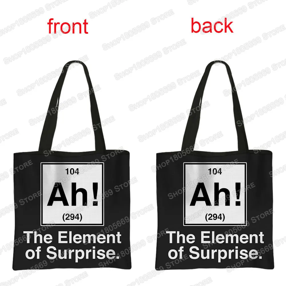 Periodic Table of Elements Print Tote Bags Coffee Letters Women Handbag Large Capacity Shoulder Bags Reusable Shopping Bag