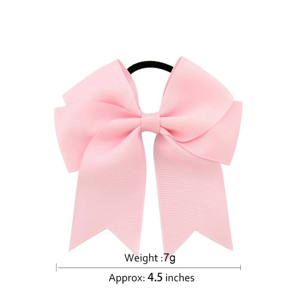 1 Pcs 4.5'' Girls Cheerleading Bow Elastic Hair Bands child Ribbon Rope Ponytail Holder Kids Fabric School Girls Wholesale