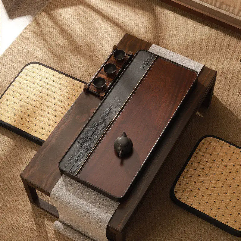Drainage Chinese Tea Tray Luxury Office Long Rectangle Tableware Living Room Tea Tray Hospitality Bandejas Home Decorationgs
