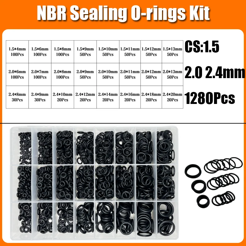 2840p O-Ring-Dichtungsscheibe Schwarz NBR O-Ring Wasserhahn Auto Sanitärdichtung Ölbeständig Hochtemperatur CS 1,0-3,1 mm Oring Kit – Detail 11