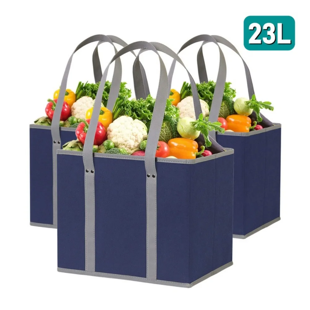 

Foldable Reusable Grocery Bags – Heavy Duty Reusable Shopping Tote Bags with Box Shape to Stand Up, Stay Open, Fold Flat