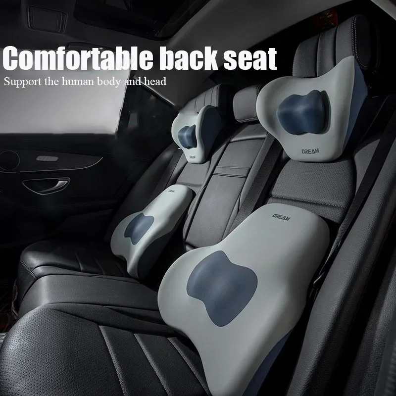 Car Seat Pillow Adjustable Neck Pillow Lumbar Support Pad Breathable Memory Foam Slow Rebound Pillow Universal Lumbar Cushion
