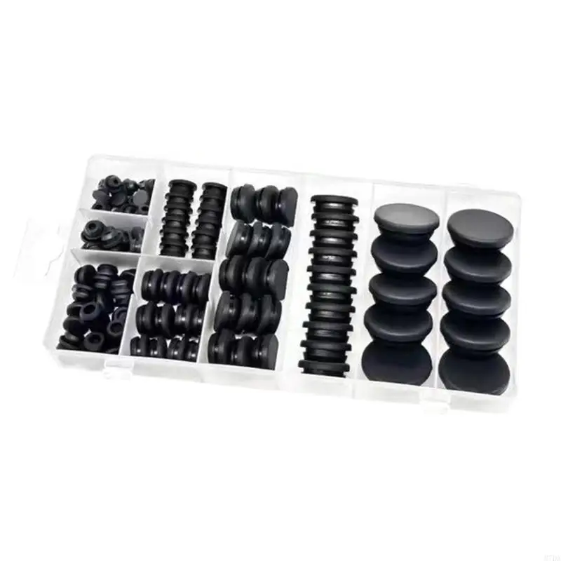 M7DA 125pcs ناعمة مرنة الثقب المطاط المقابس 8 حماية الأثاث الحجم الأختام الحلق