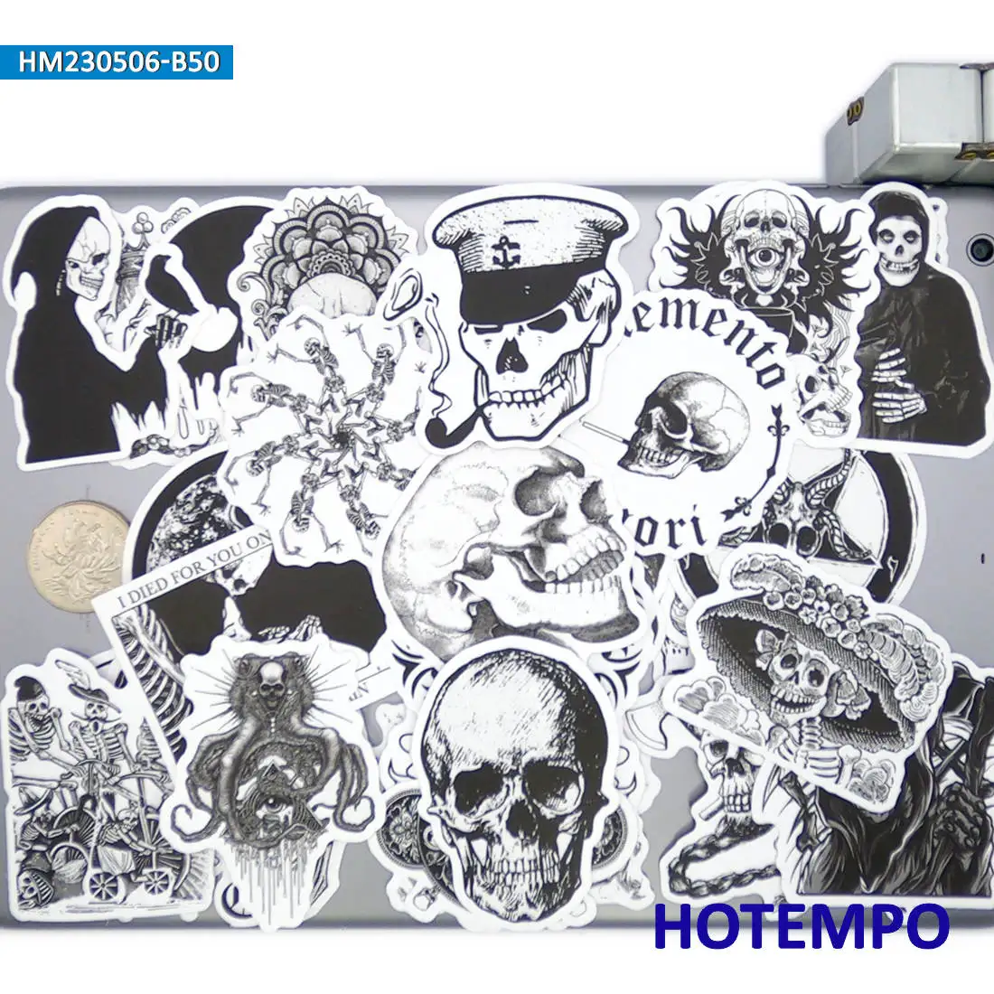 20/30/50Pieces Skeleton Style Decals Funny Demon Ghost Retro Skull Stickers for Motorcycle Car Bike Luggage Phone Laptop Sticker