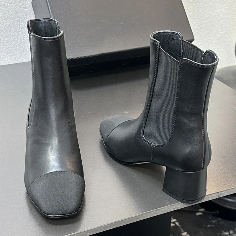 

Высококачественные новые женские кожаные короткие ботинки челси на толстом каблуке, элегантные и удобные туфли 25110895