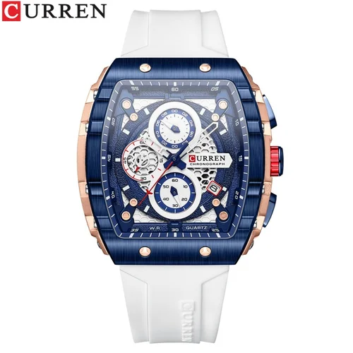 Imagen 2 del producto CURREN 8442 Reloj deportivo de moda con esfera grande y diseño hueco rectangular único Reloj de cuarzo con cronógrafo automático de fecha