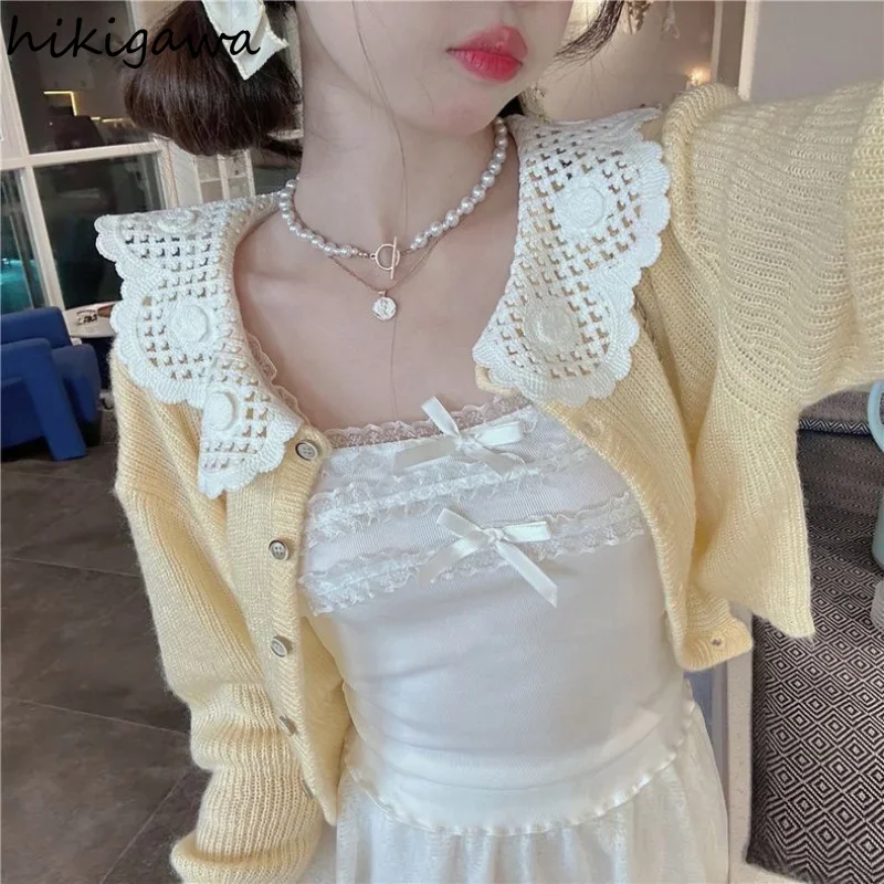 2023 Ropa Mujer Sweet Crop Tops Women's Clothing Bow Lace Sling Vest Tunic Fashion Korean Tanks Summer Sexy Cute Y2k Top 7j530