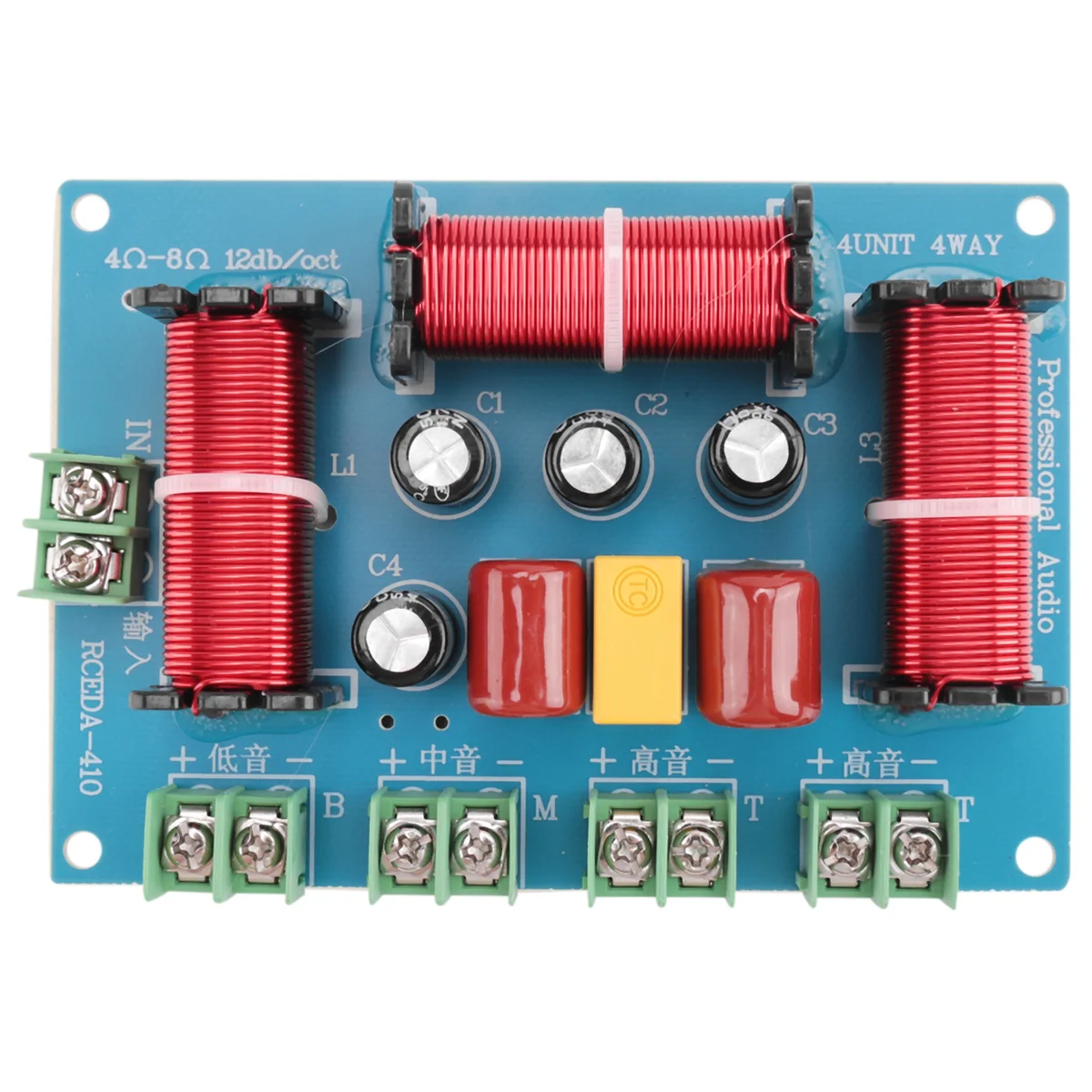 HFES 200 W Lautsprecher Crossover Doppel Höhen + Mitteltöne + Bass 4-Wege-Lautsprecher Audio-Frequenzteiler Heimkino-Lautsprecherteiler