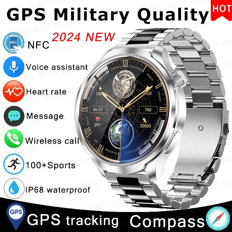 

2024 New GPS Sport Smart Watch Men Multifunctional Fitness Tracker Health Detection AMOLED HD Screen BT Call Original smartwatch