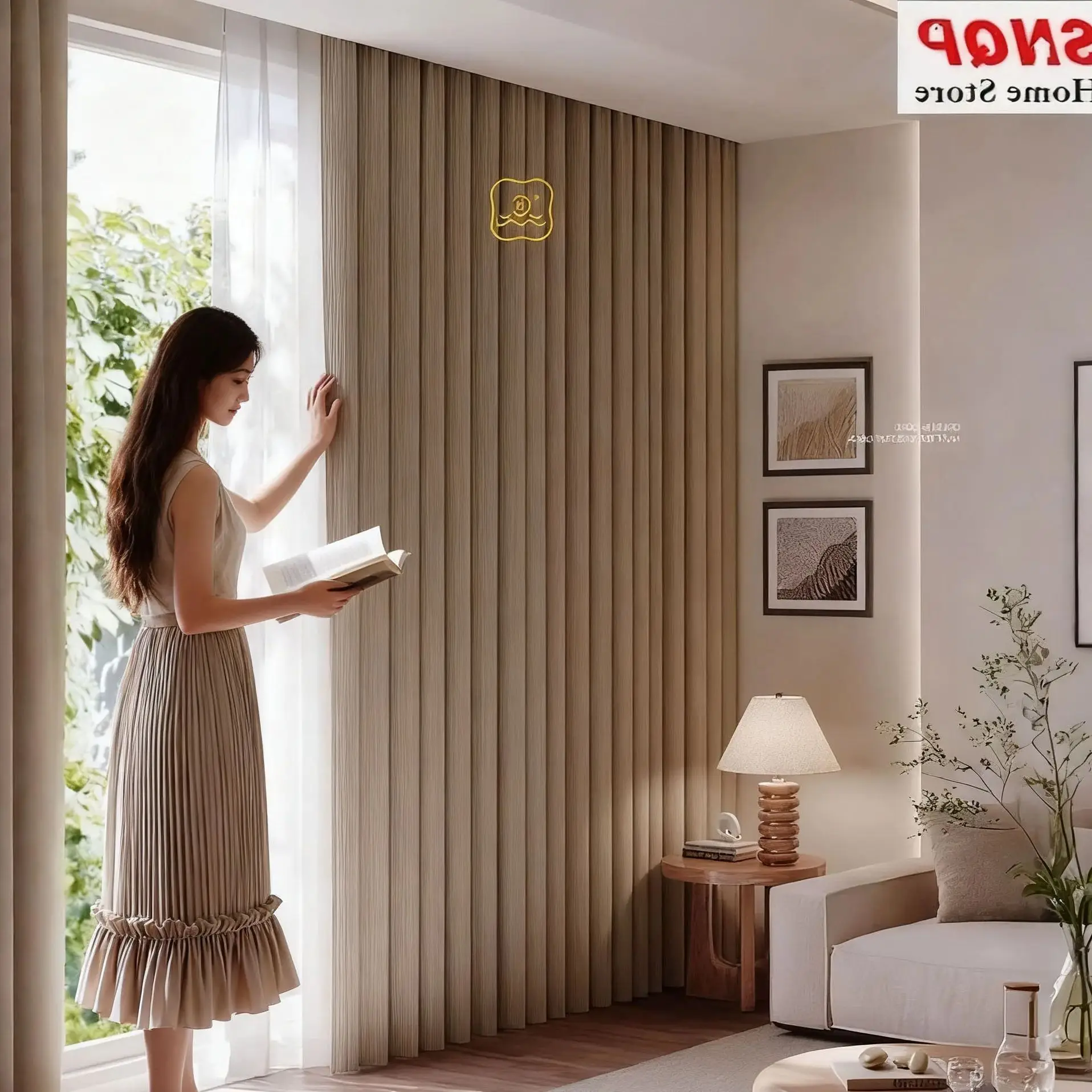 

Custom Size Double-sided Coffee Full-shading Modern and Simple Curtains for Living Dining Room Bedroom White Tulle Elegant Decor