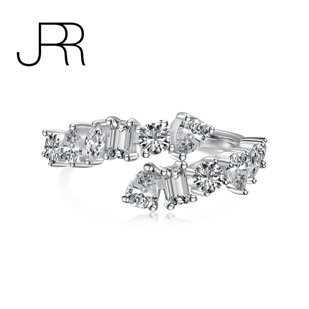 JRR Surround Design 925 Sterling Silver Korea Designer Adjustable Size Dainty Created Gemstone Fine Jewelry Ring For Women Gift