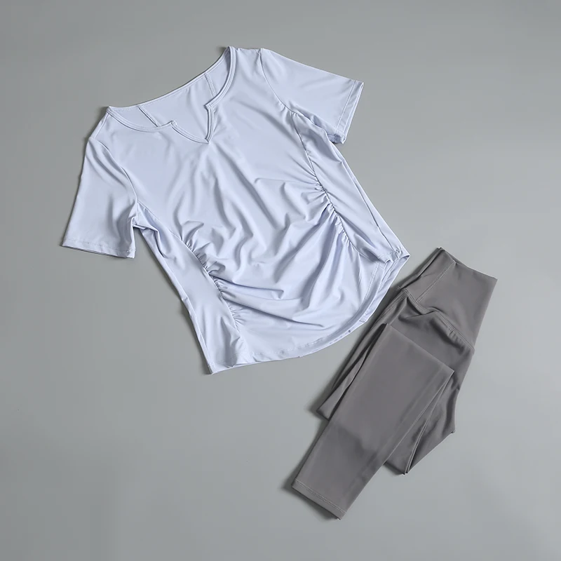 

Yoga suit for women 2025 new high-end gym sports short-sleeved top Pilates running fitness set