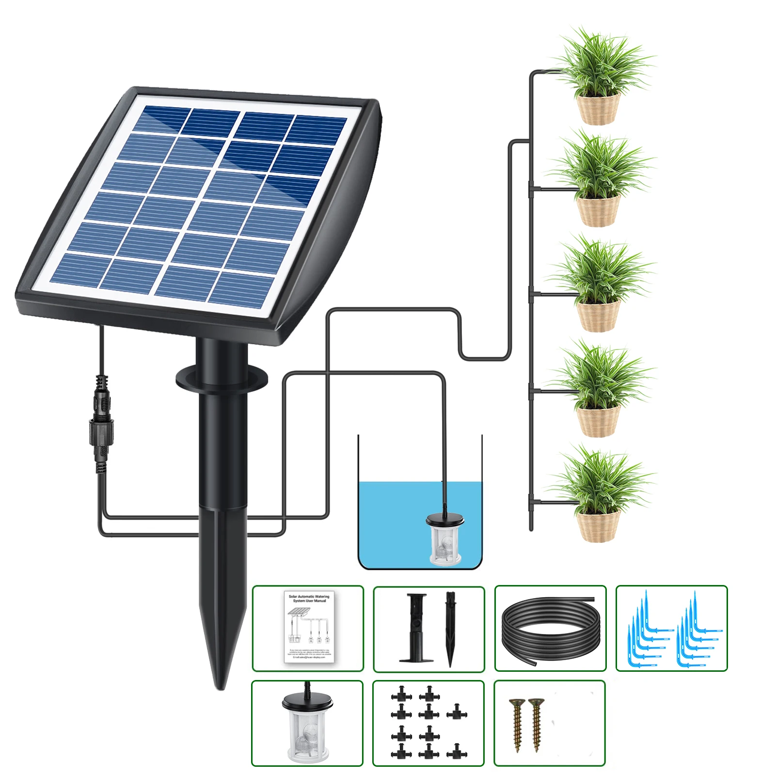 Solar Irrigation Solar Auto Watering System Solar Powered Automatic Drip Irrigation Kit Self Watering Devices with Water Sensor