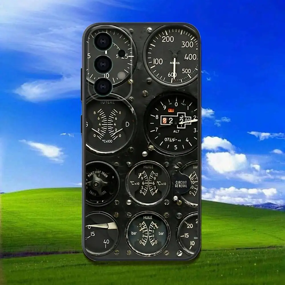 電話ケース サムスンギャラクシー A13、A21s、A22、A31、A32、A52、A53、A71、A80、飛行機パイロットコックピットソフトブラックシェル用