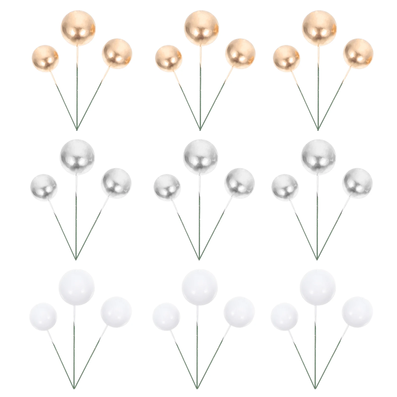 

45 Pcs Cake Decoration Picks Pearl Balls DIY Dessert Toppers Wedding Birthday Party Supplies Foam Latex Cake Decor Accessories