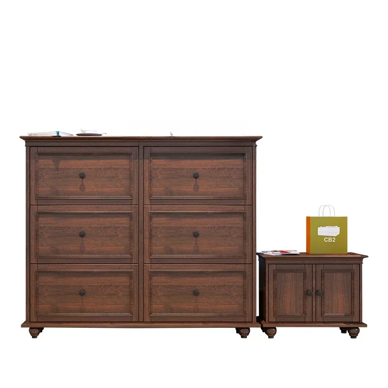 

Solid Wood Tilting Shoe Cabinet Home Doorway Small Apartment Simple Modern Ultra-Thin Home Shoe Cabinet