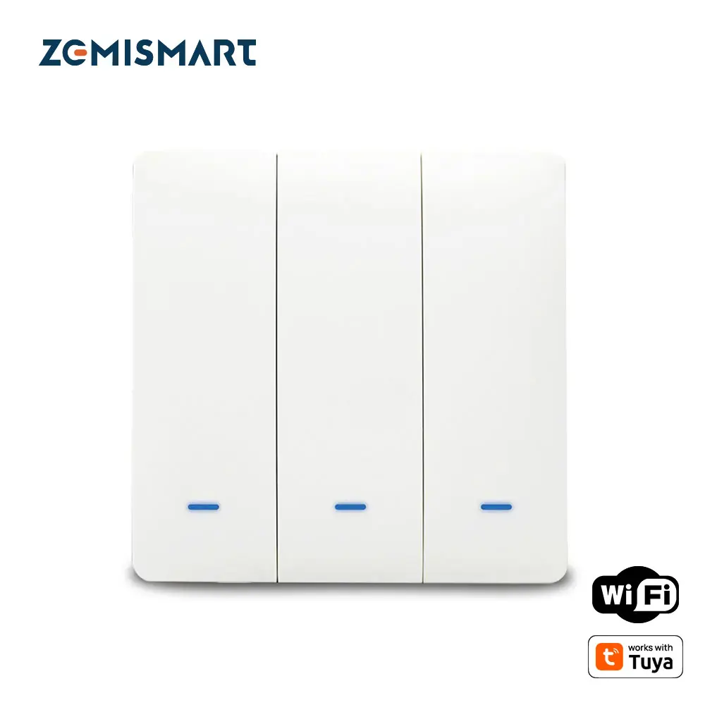 Zemismart Tuya WiFi Neutral Optional Light Wall Switch Alexa Google Home Smart Life Physical Lamp switches Alice Push Button