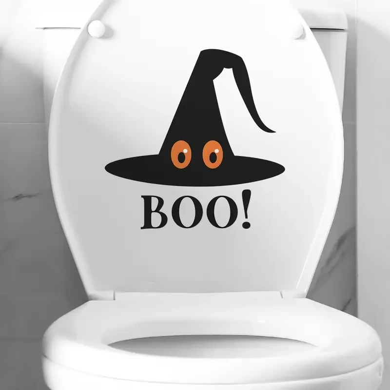 H71The Monster is Hiding in the Hat ,BOO ! Self-Adhesive Toilet Stickers,Wall Decal Removable, Reusable Vinyl Fun Car Sticker