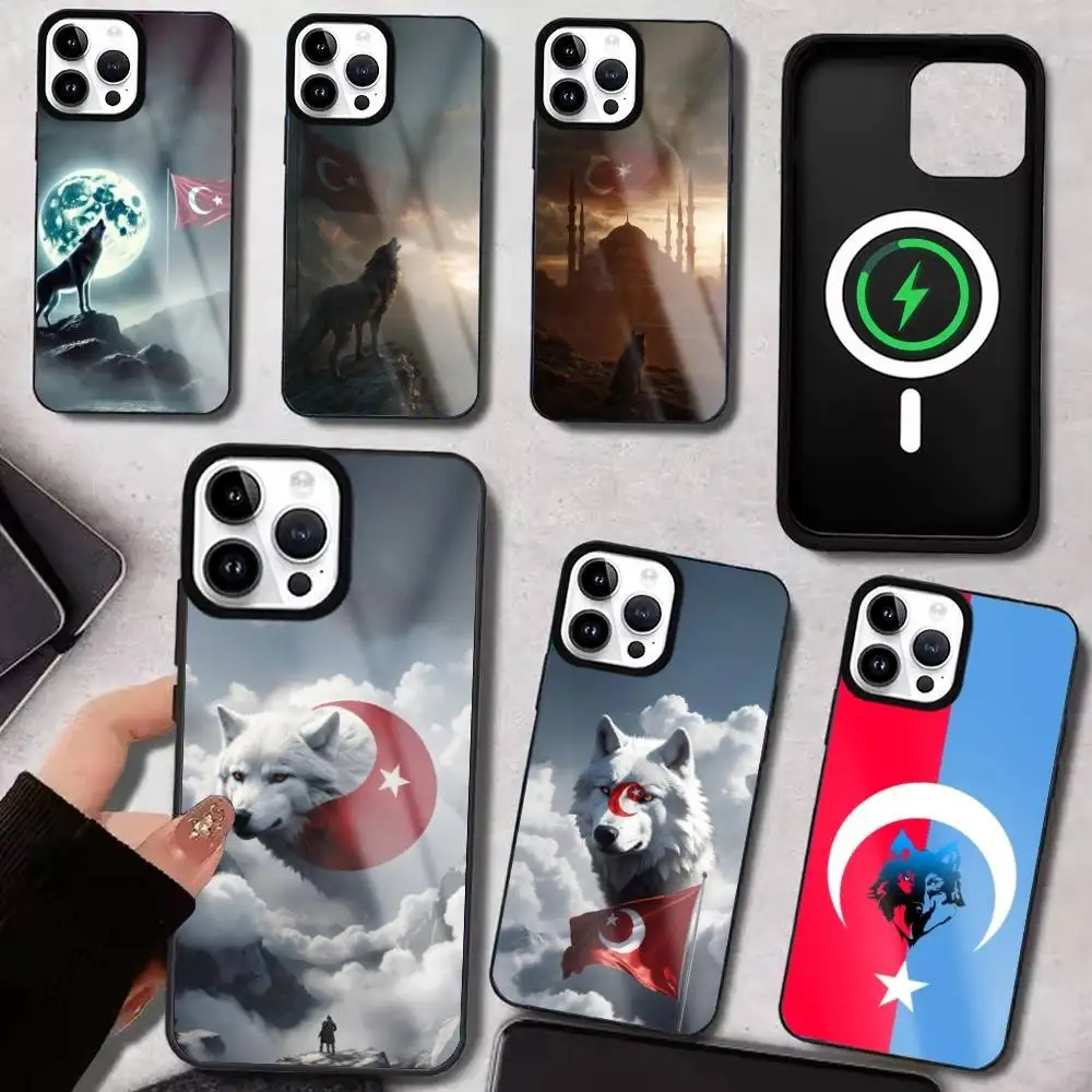 

Turkey Flag bozkurt Turk Wolf Phone Case For iPhone17,16,15,14,13,12,11 Plus,Pro Max For Magsafe Wireless Charging