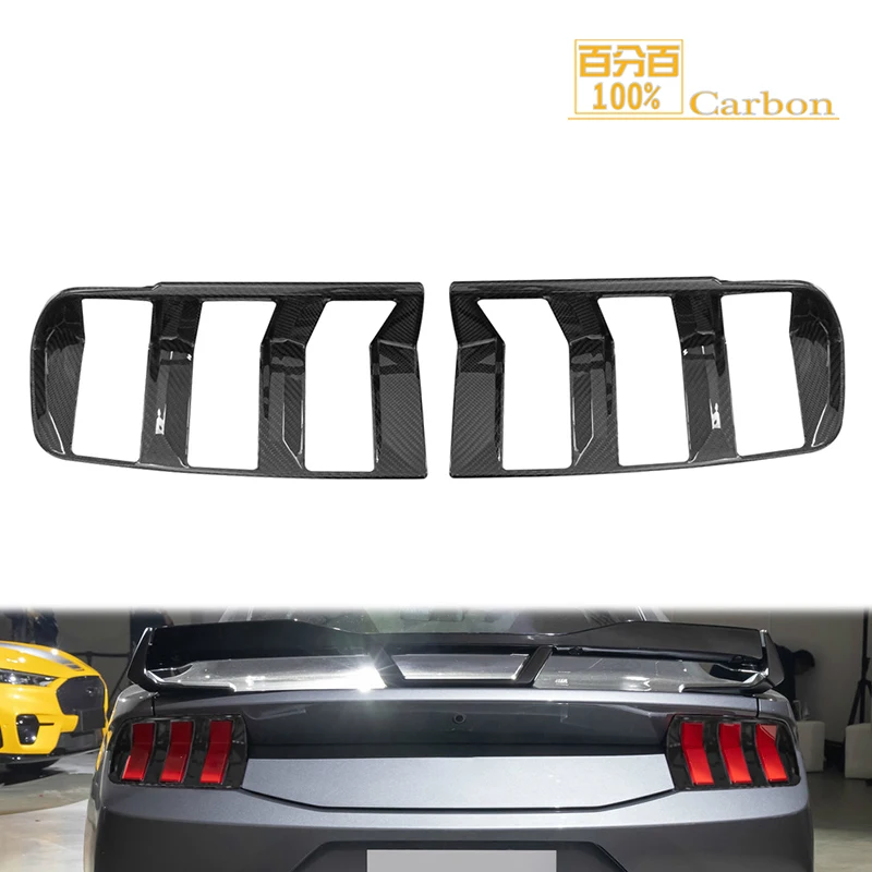 For Ford Mustang 2024-up Real Dry Carbon Fiber Rear Taillight Lamp Cover Car Accessories